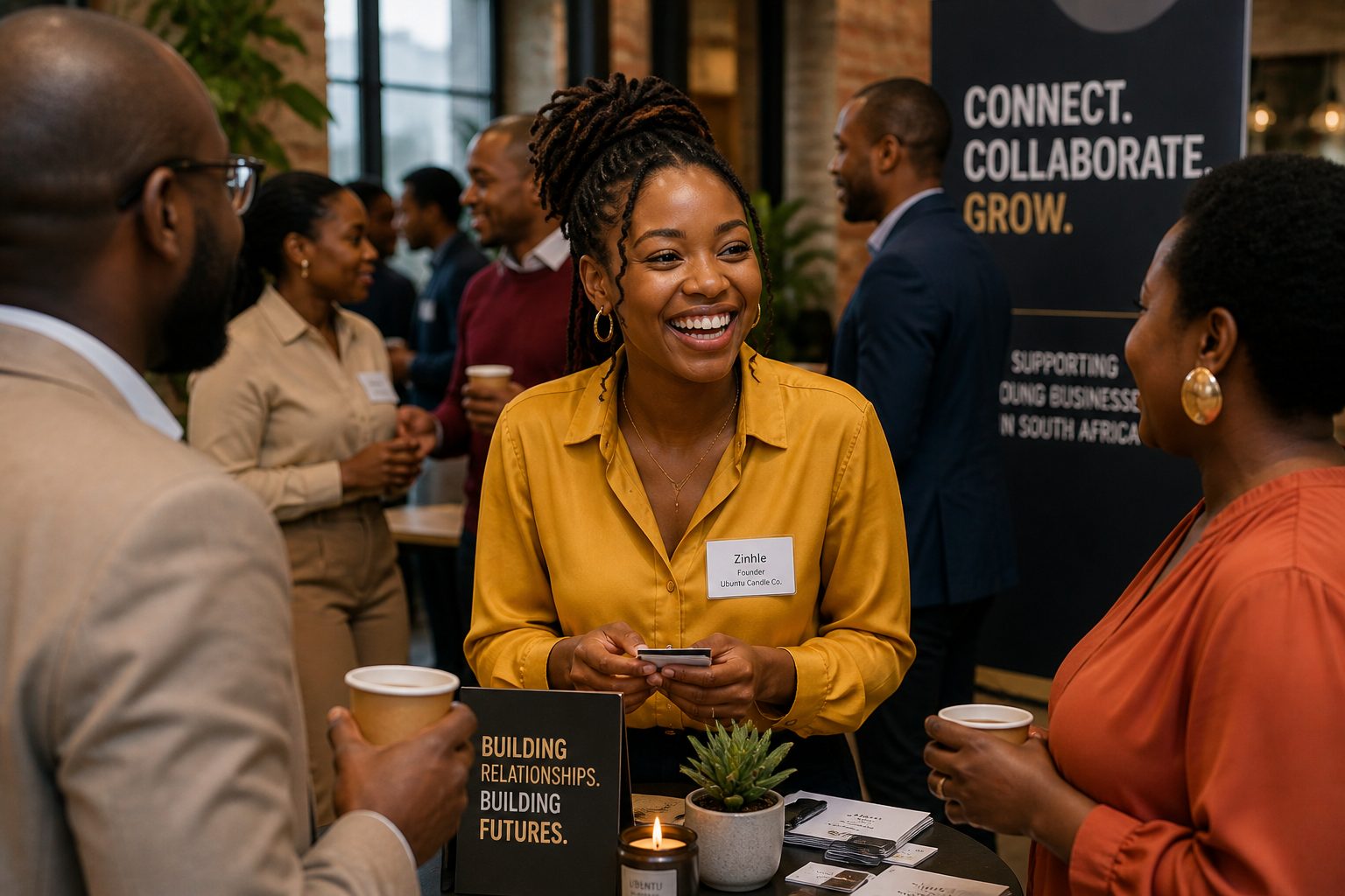 Business owners meeting at a Boogal networking event